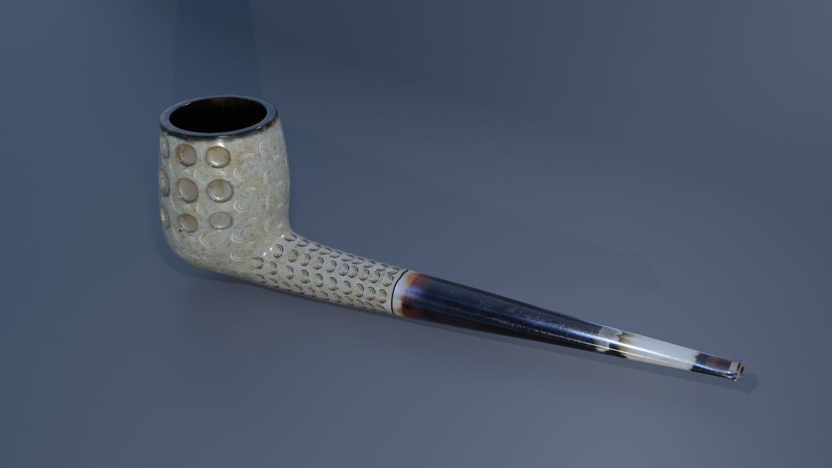 Meerschaum Carved Pipe Low-poly 3D model_1