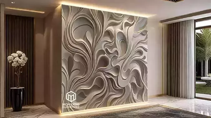 modern panel wall decor set wall relief mural CNC 125 3D model