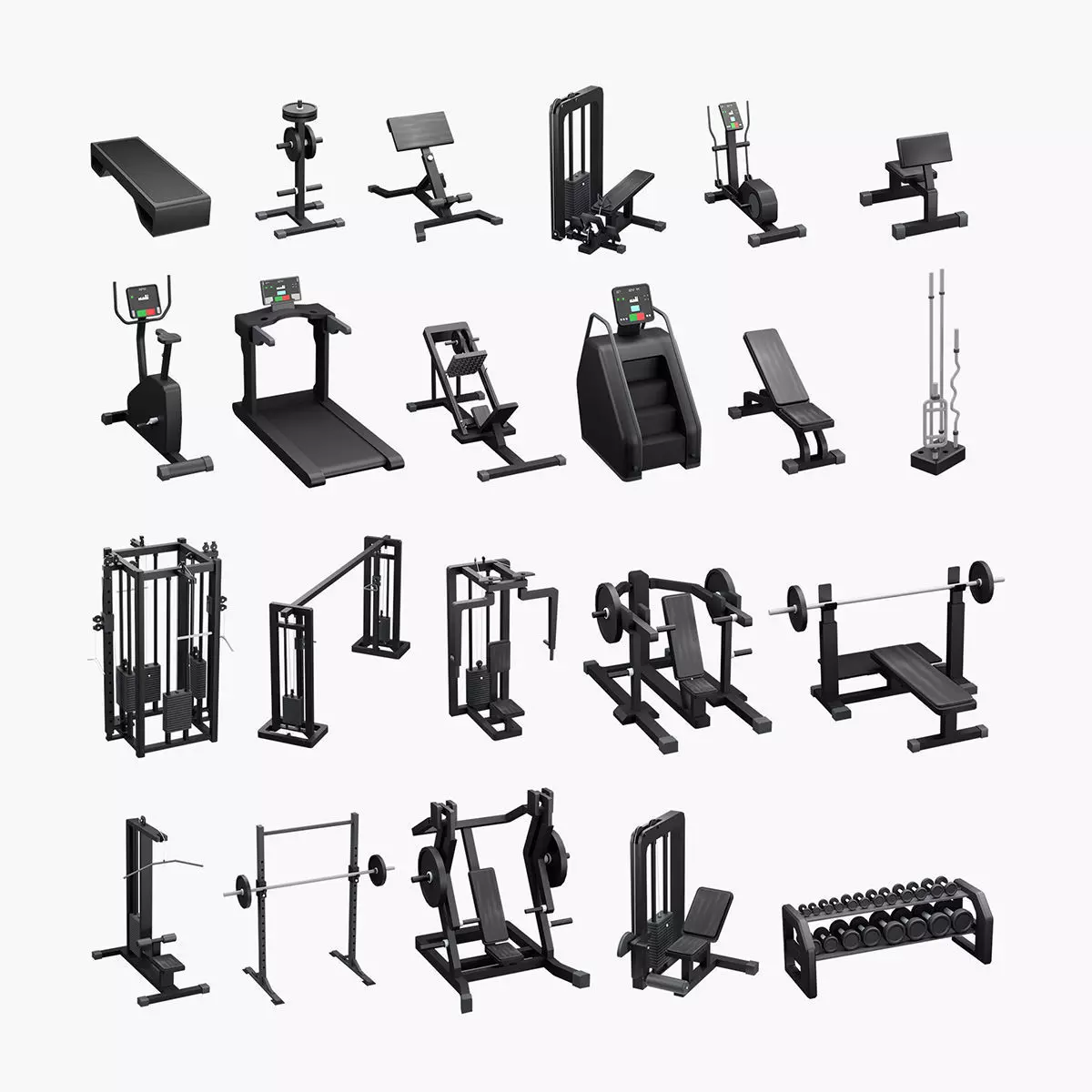 Low Poly Gym Equipments Low-poly 3D model