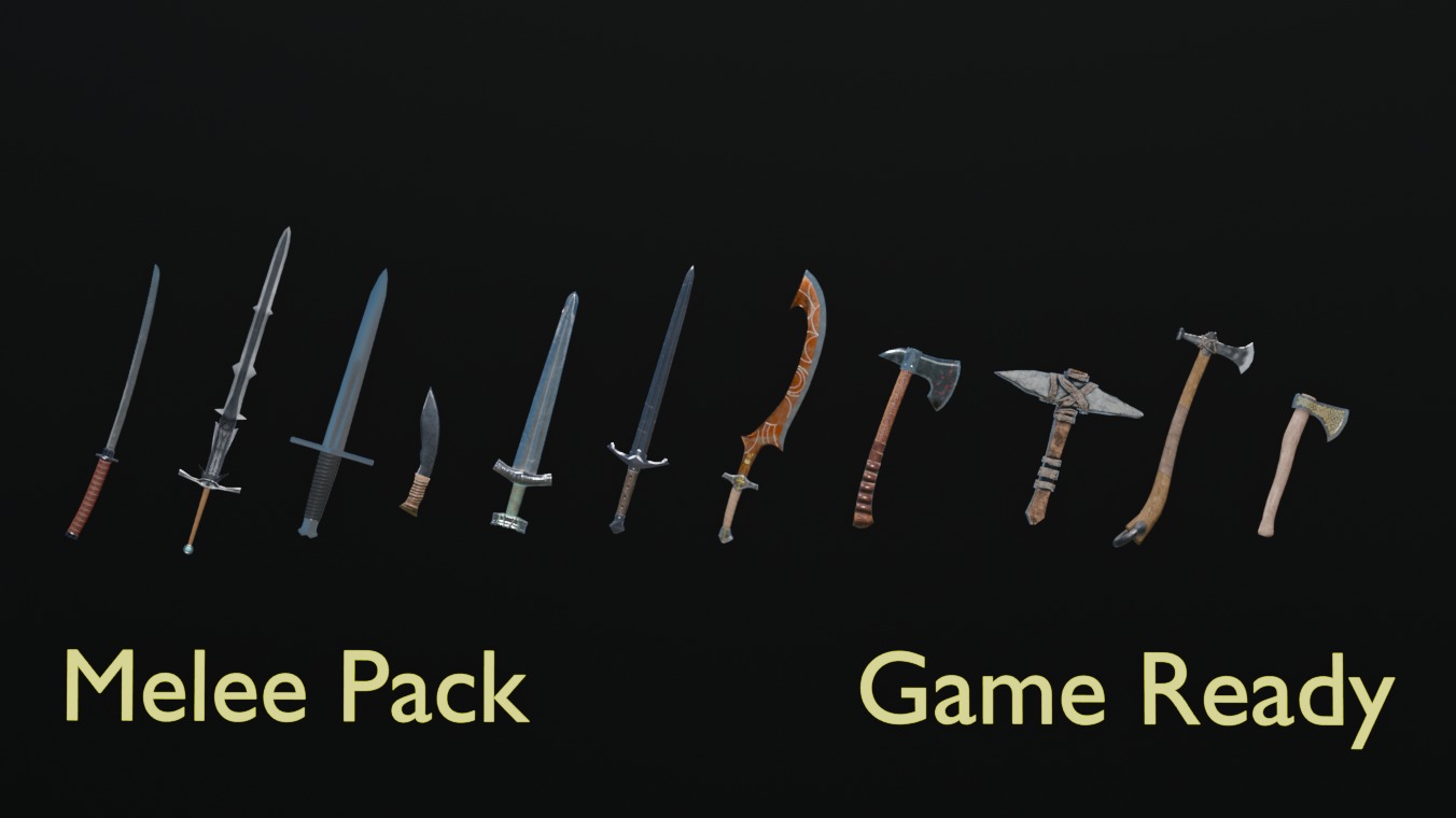 Melee Pack Game Ready Low-poly 3D model_1