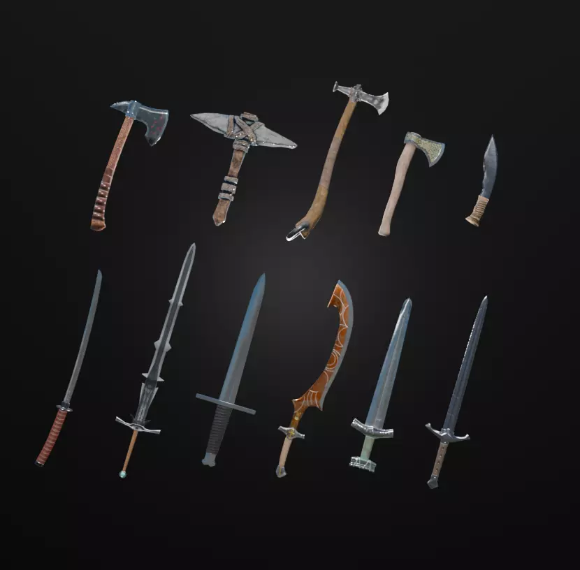 Melee Pack Game Ready Low-poly 3D model_0