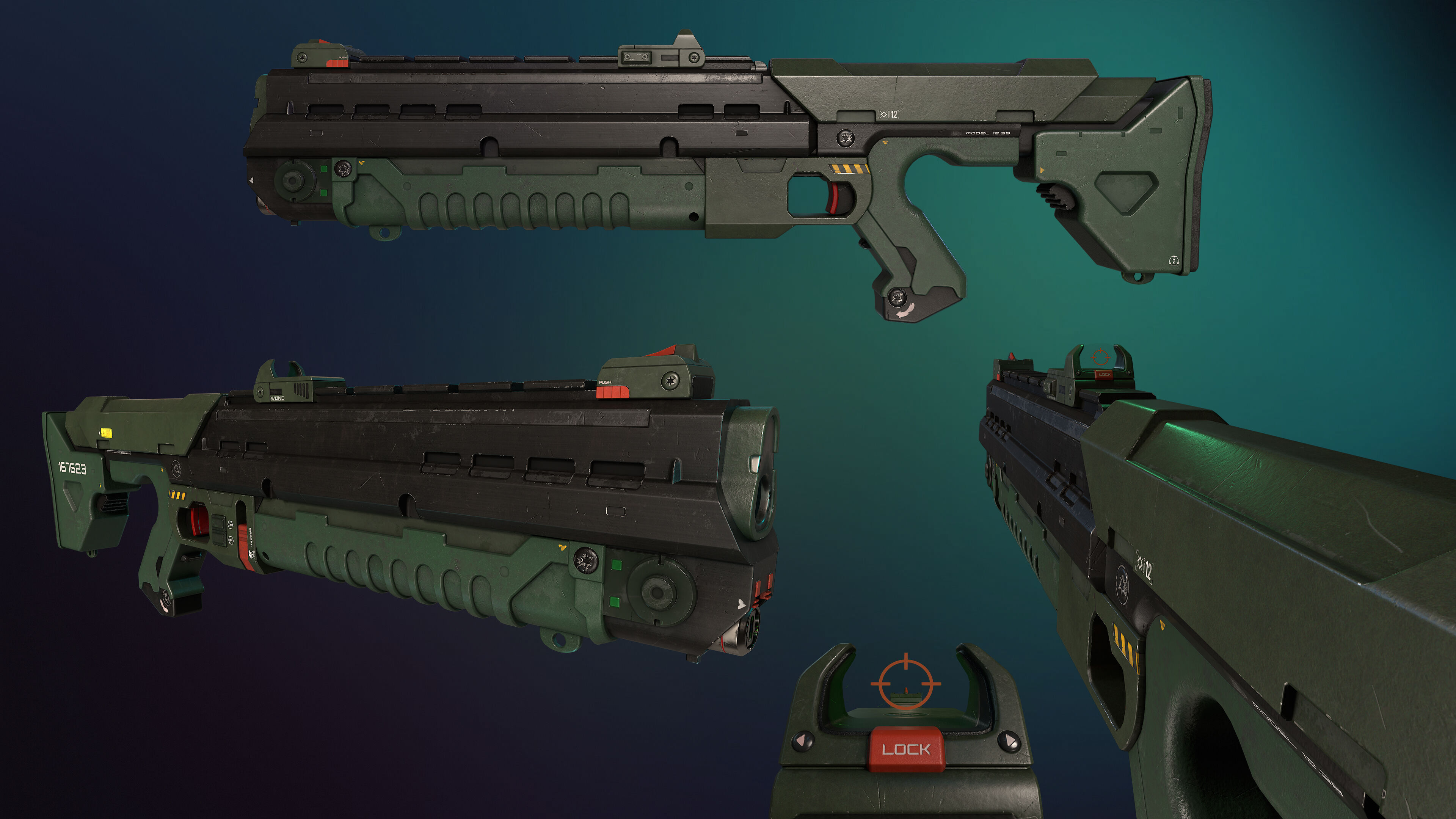 Sci-Fi Laser Shortgun Low-poly 3D model_2