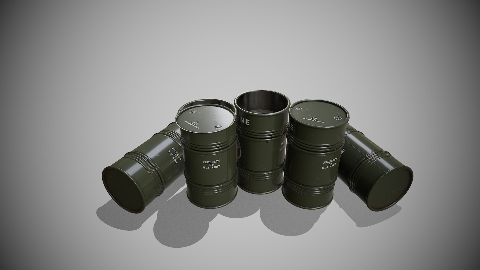 Barrels military new Low-poly 3D model_6