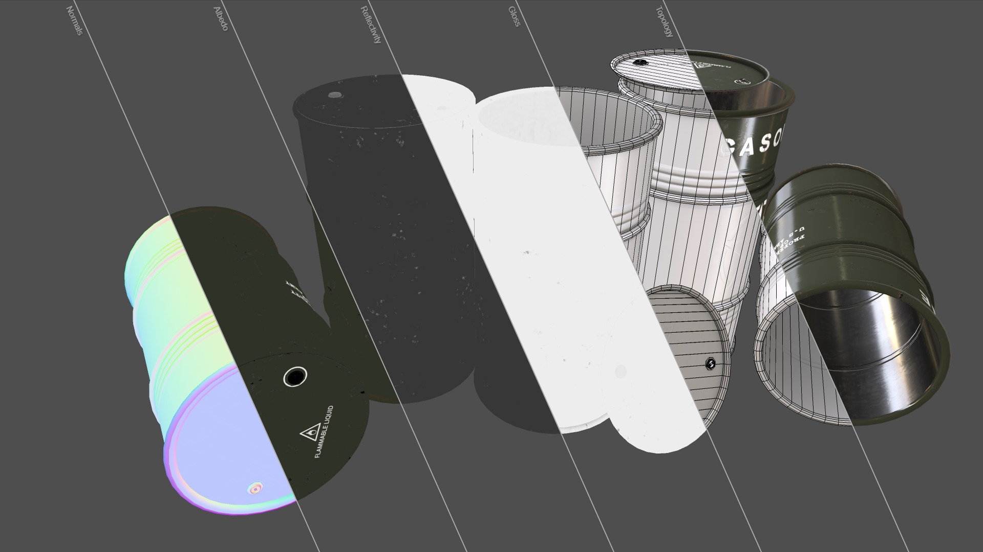 Barrels military new Low-poly 3D model_14