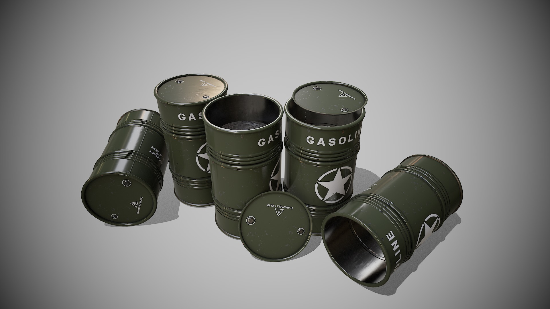 Barrels military new Low-poly 3D model_7