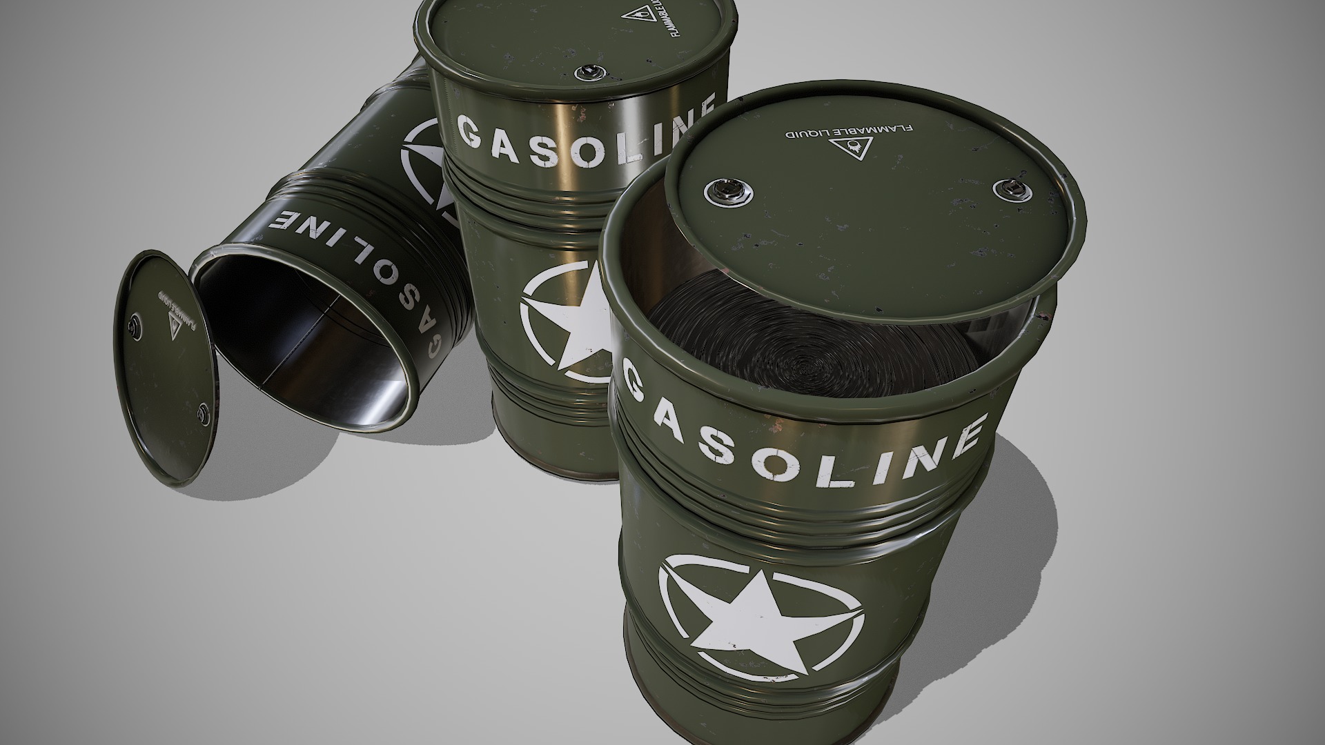 Barrels military new Low-poly 3D model_3