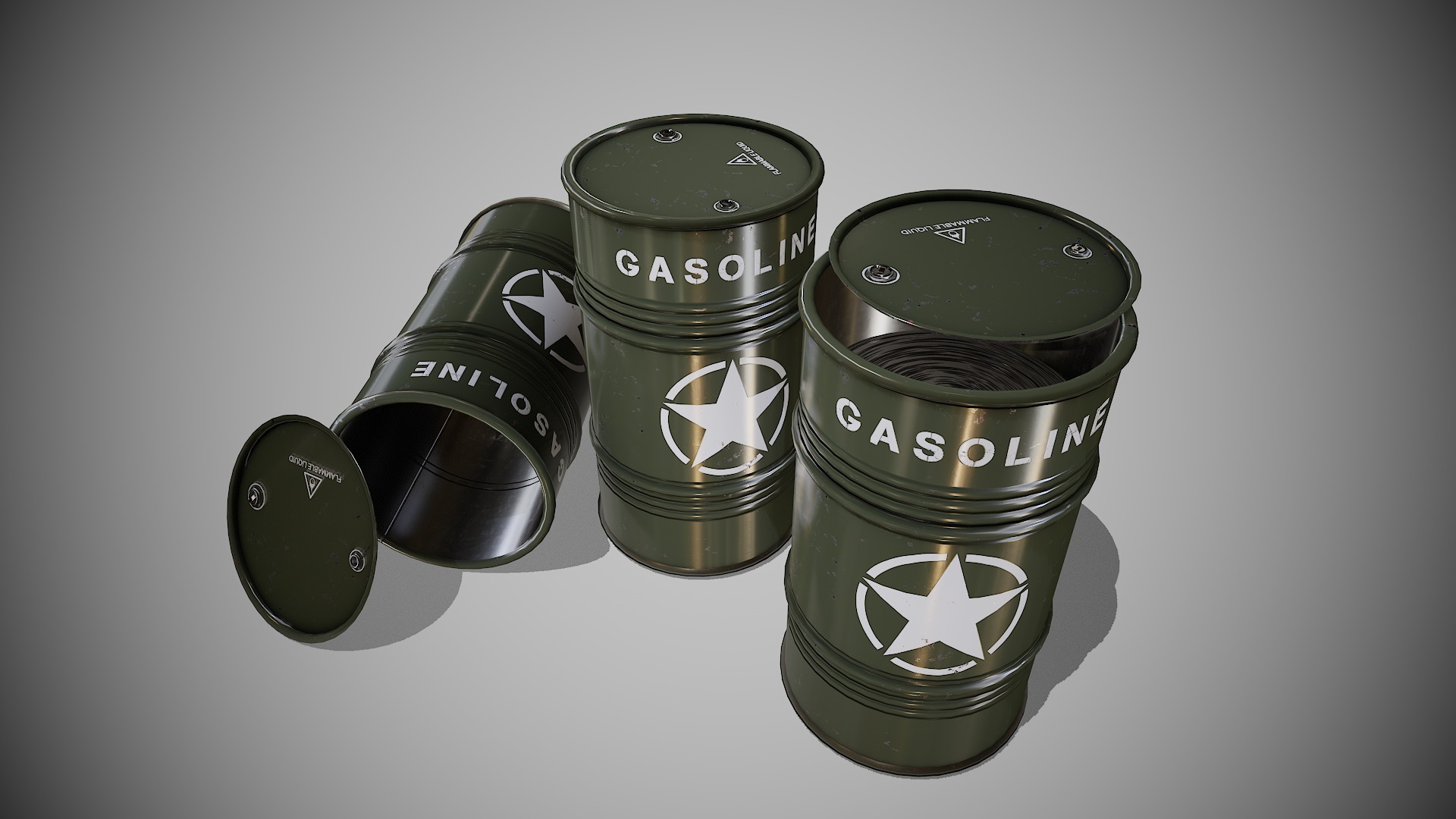 Barrels military new Low-poly 3D model_2