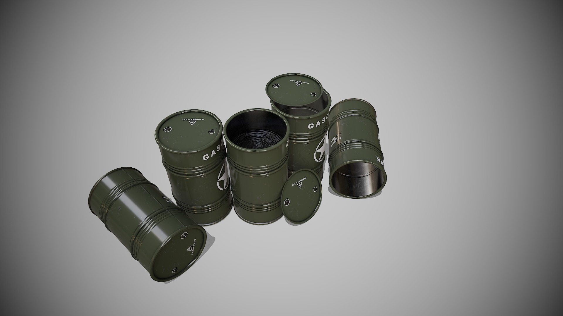 Barrels military new Low-poly 3D model_5