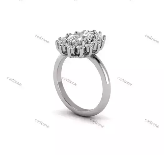 Elegant Marquise Diamond Cluster Ring 3D Model 