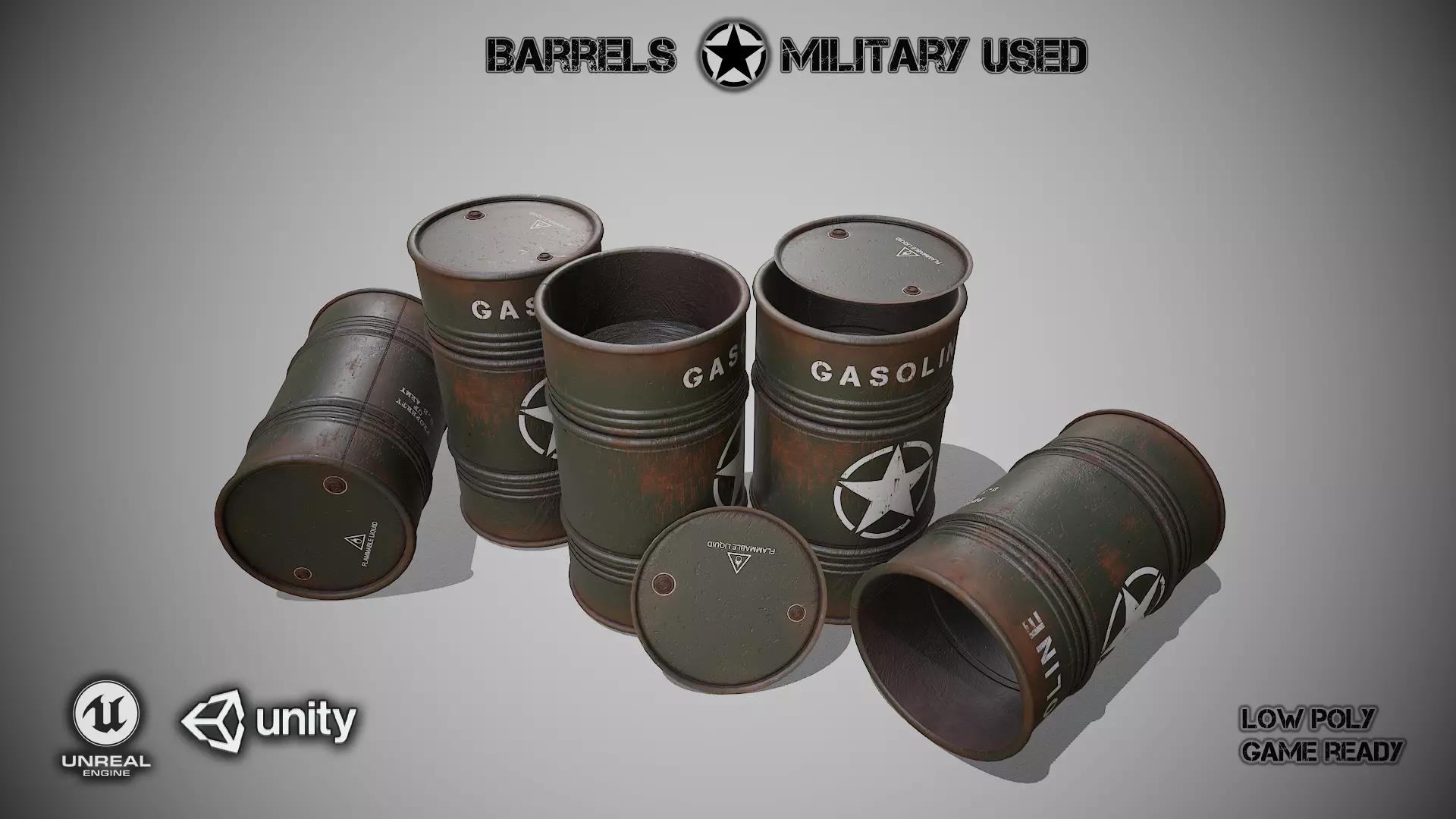 Barrels military used Low-poly 3D model_0