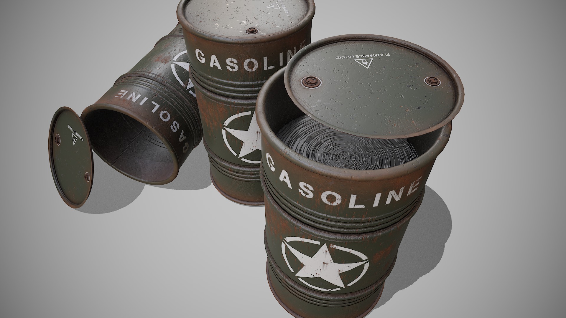 Barrels military used Low-poly 3D model_3