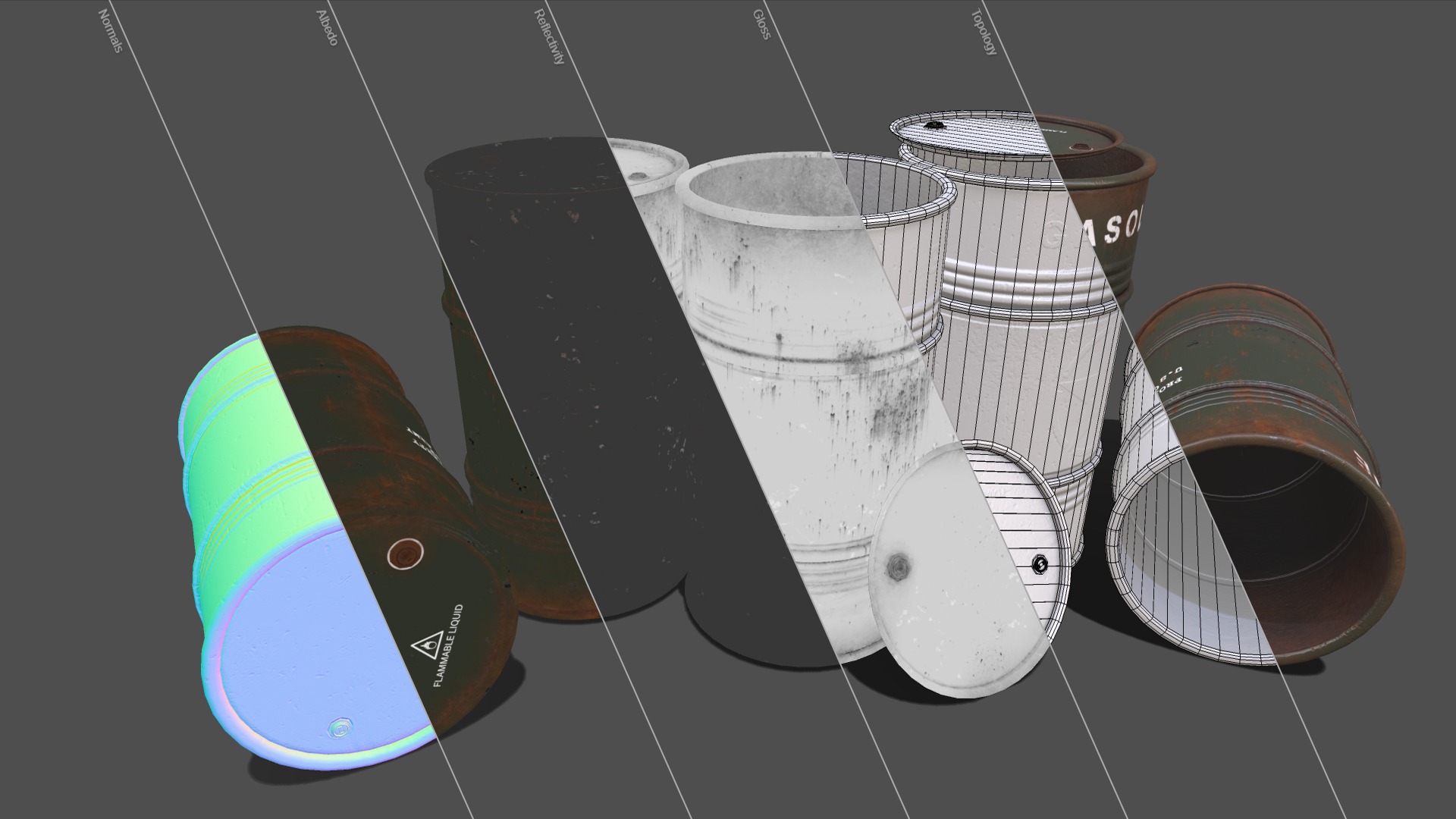 Barrels military used Low-poly 3D model_14