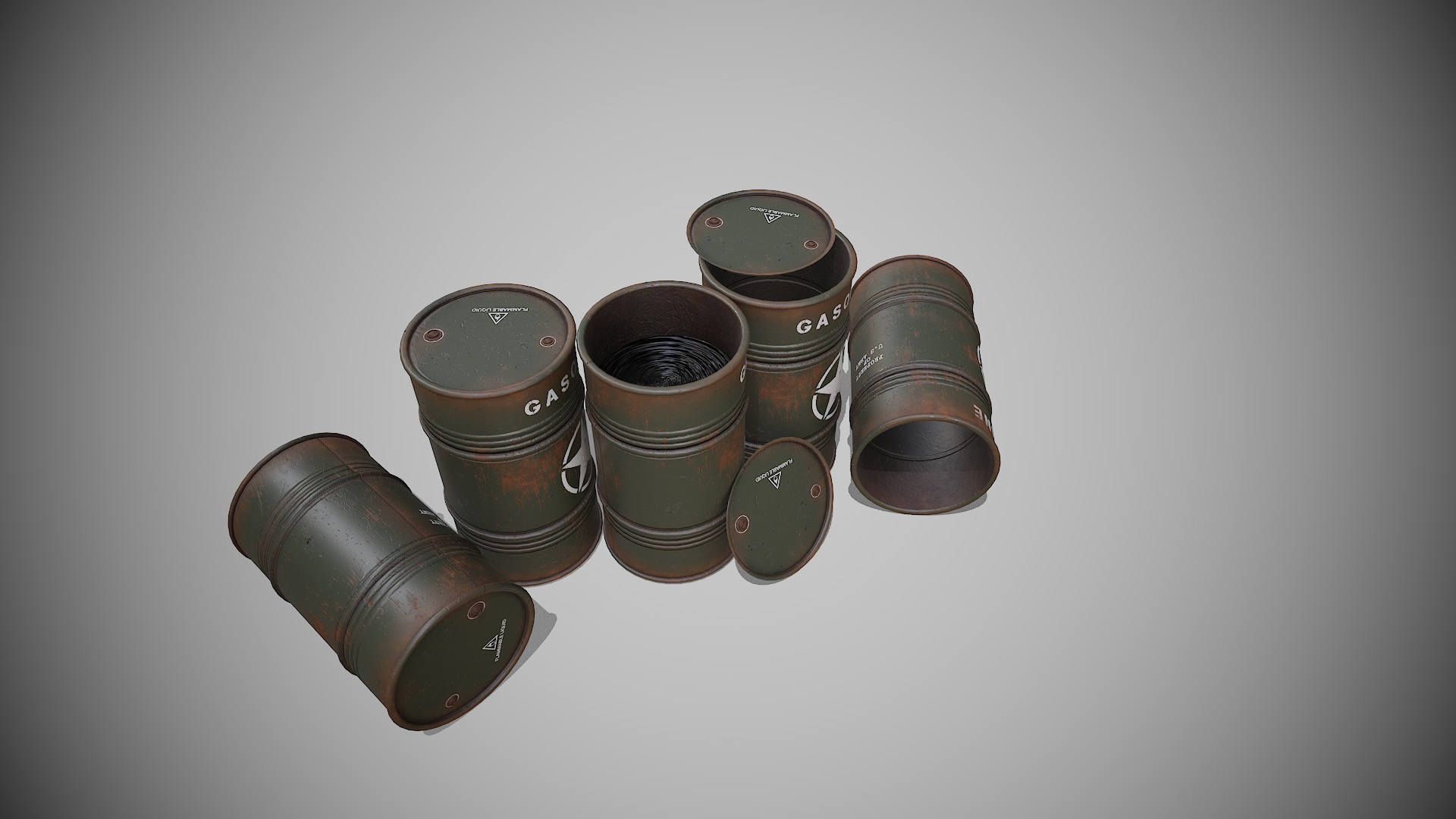 Barrels military used Low-poly 3D model_6