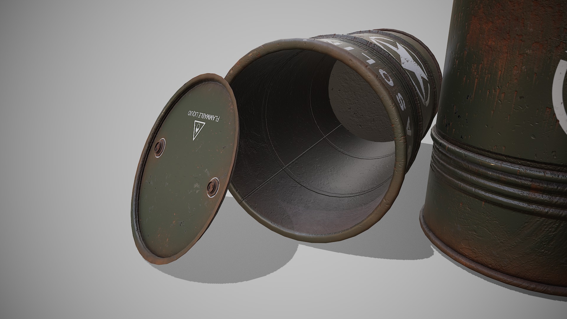 Barrels military used Low-poly 3D model_4