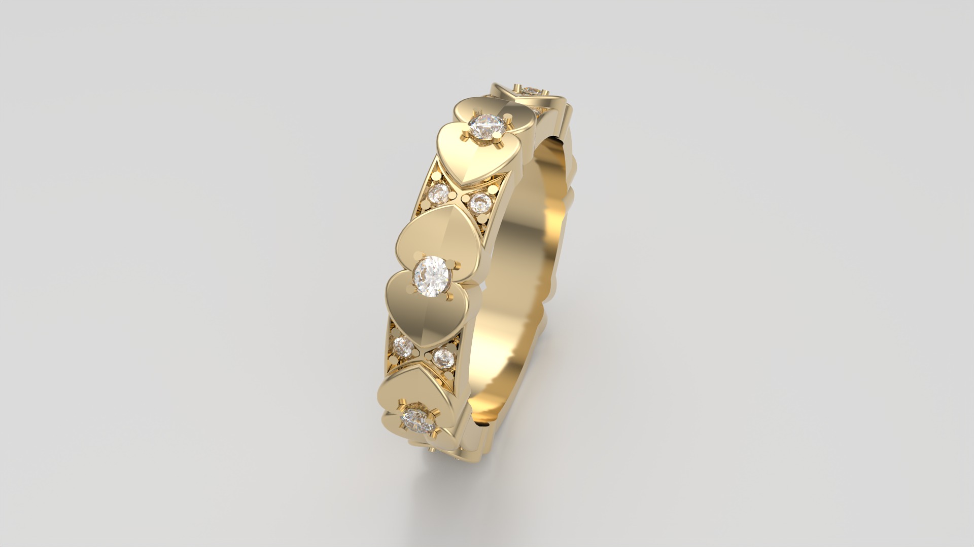 Elegant Heart Adorned Ring JDBCo 3D print model_26