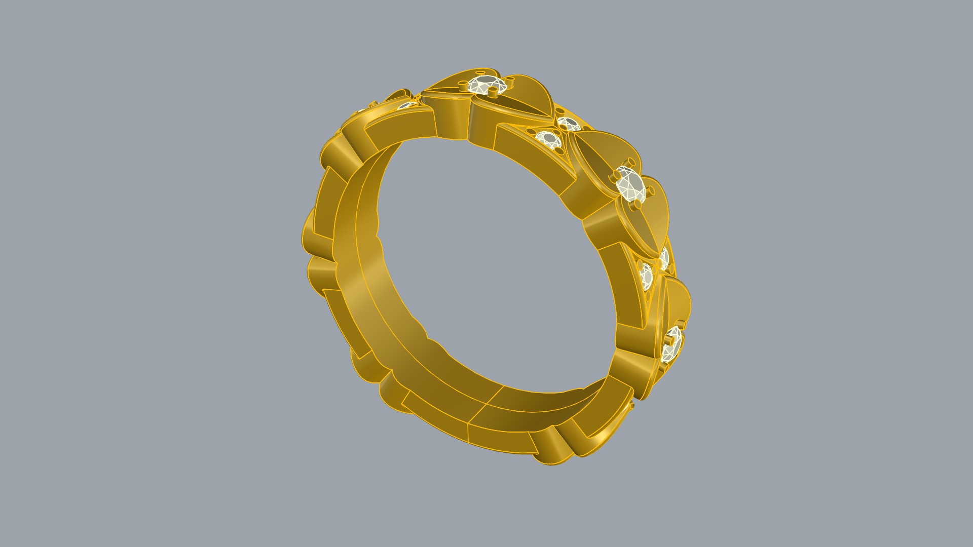 Elegant Heart Adorned Ring JDBCo 3D print model_7