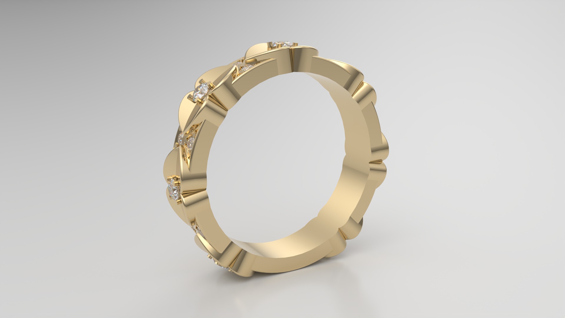 Elegant Heart Adorned Ring JDBCo 3D print model_3