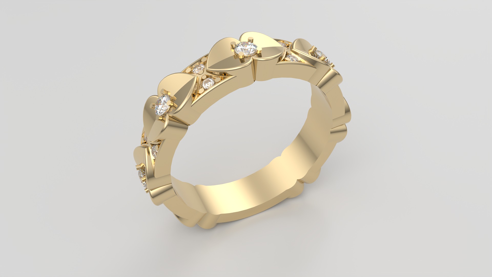 Elegant Heart Adorned Ring JDBCo 3D print model_17