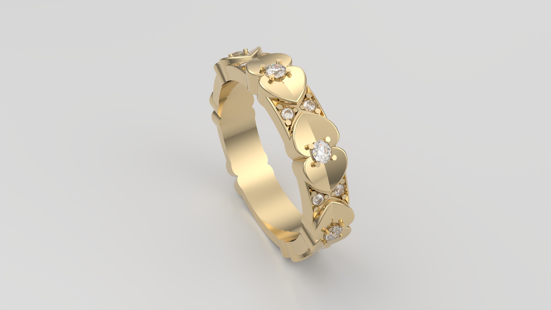 Elegant Heart Adorned Ring JDBCo 3D print model_28