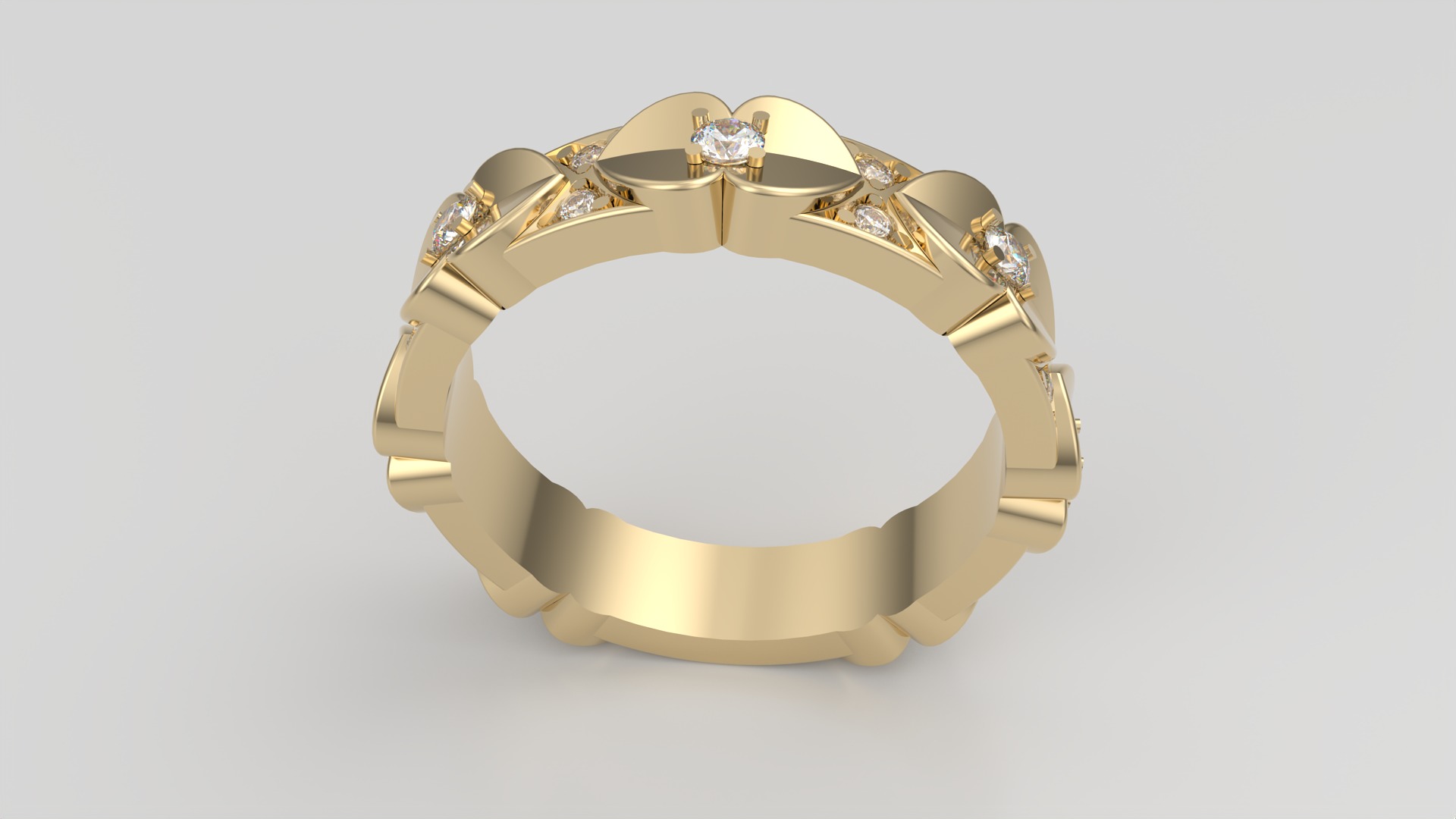 Elegant Heart Adorned Ring JDBCo 3D print model_23