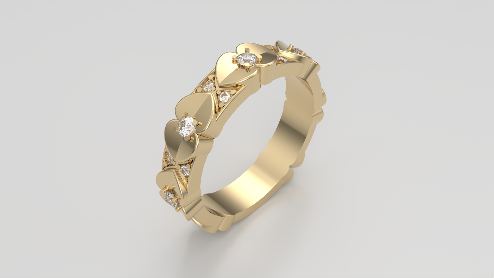 Elegant Heart Adorned Ring JDBCo 3D print model_25