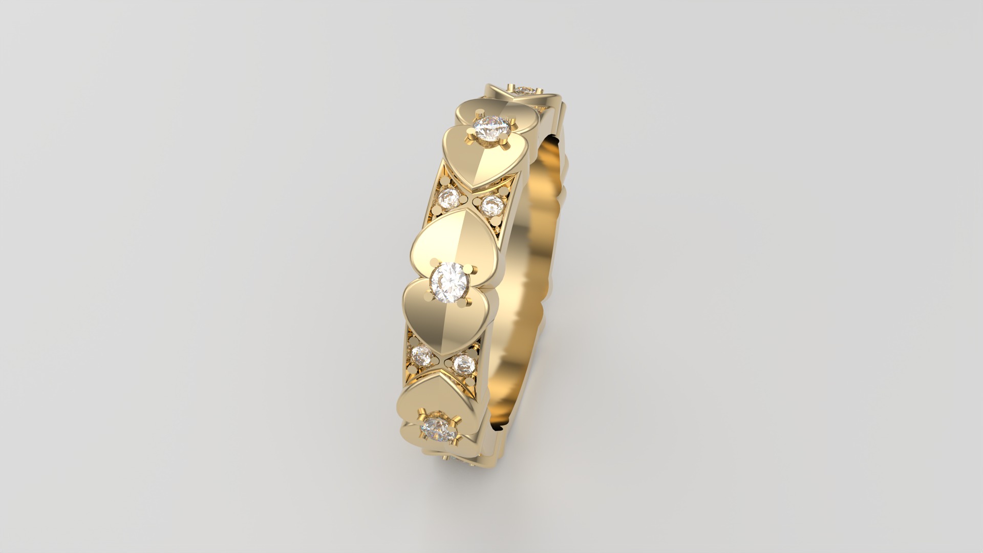Elegant Heart Adorned Ring JDBCo 3D print model_19
