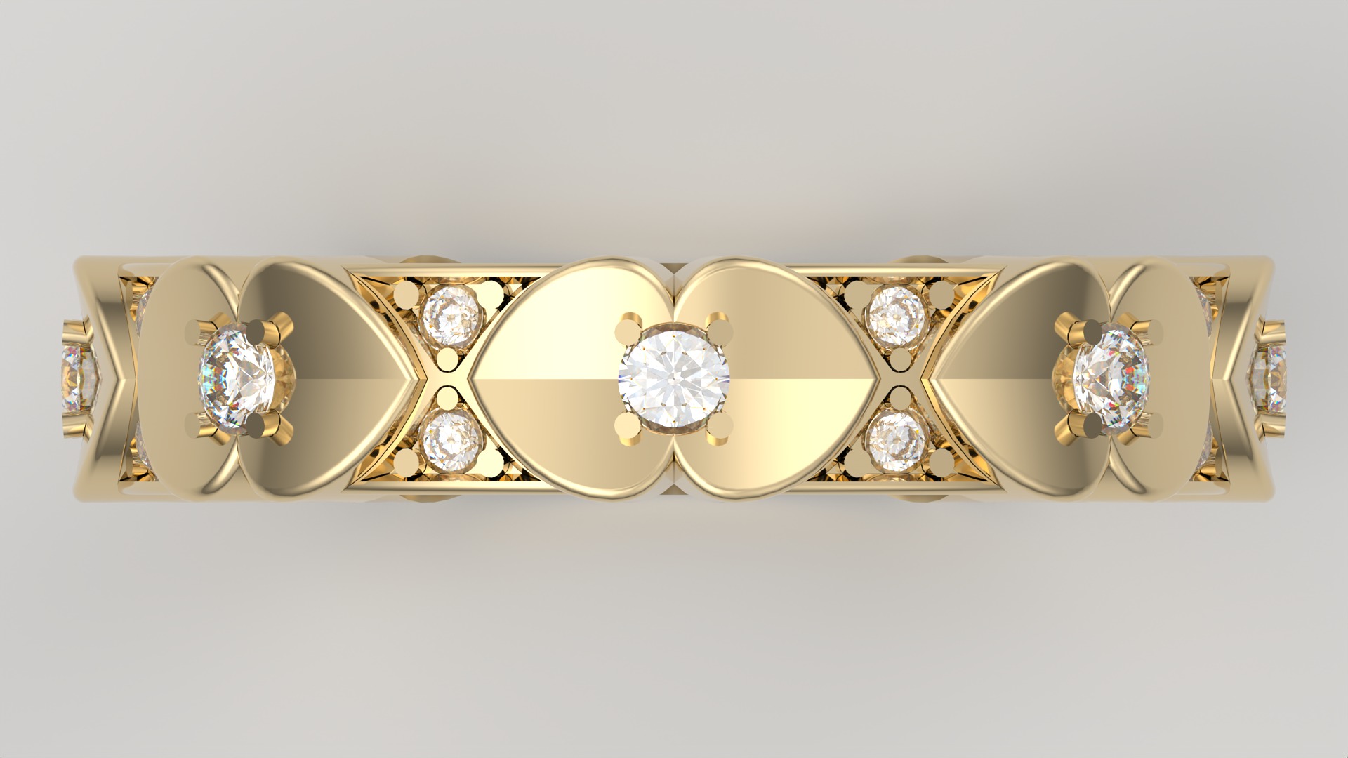 Elegant Heart Adorned Ring JDBCo 3D print model_6