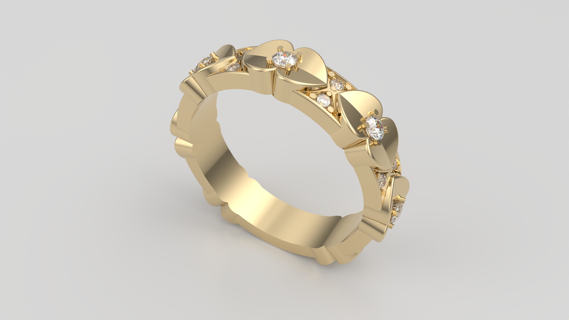 Elegant Heart Adorned Ring JDBCo 3D print model_22
