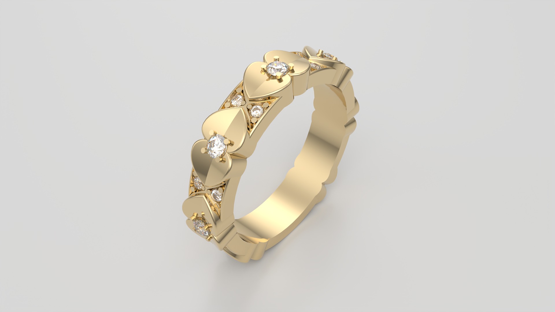 Elegant Heart Adorned Ring JDBCo 3D print model_18