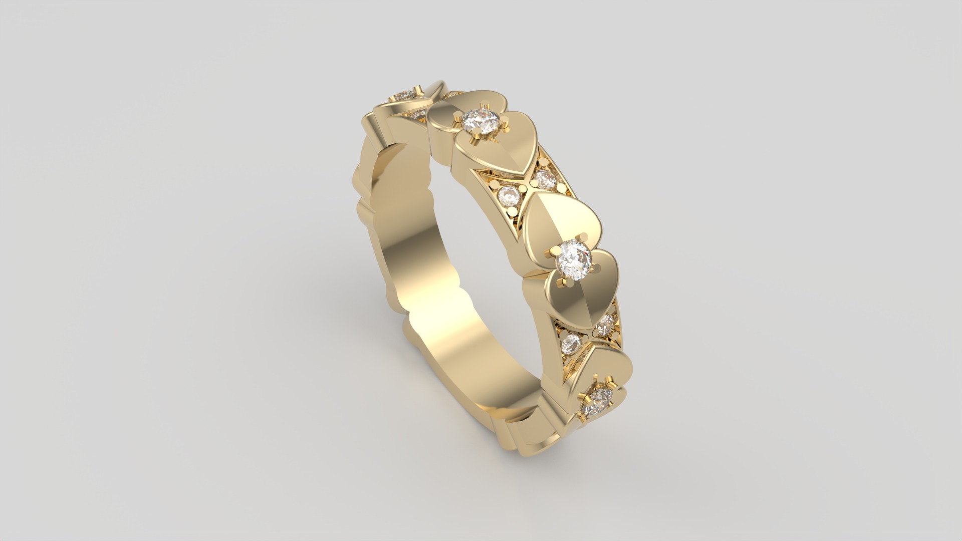 Elegant Heart Adorned Ring JDBCo 3D print model_21