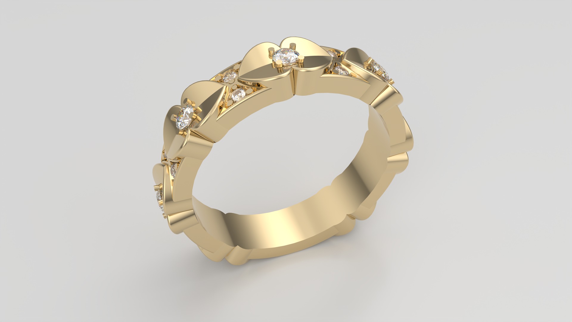 Elegant Heart Adorned Ring JDBCo 3D print model_24