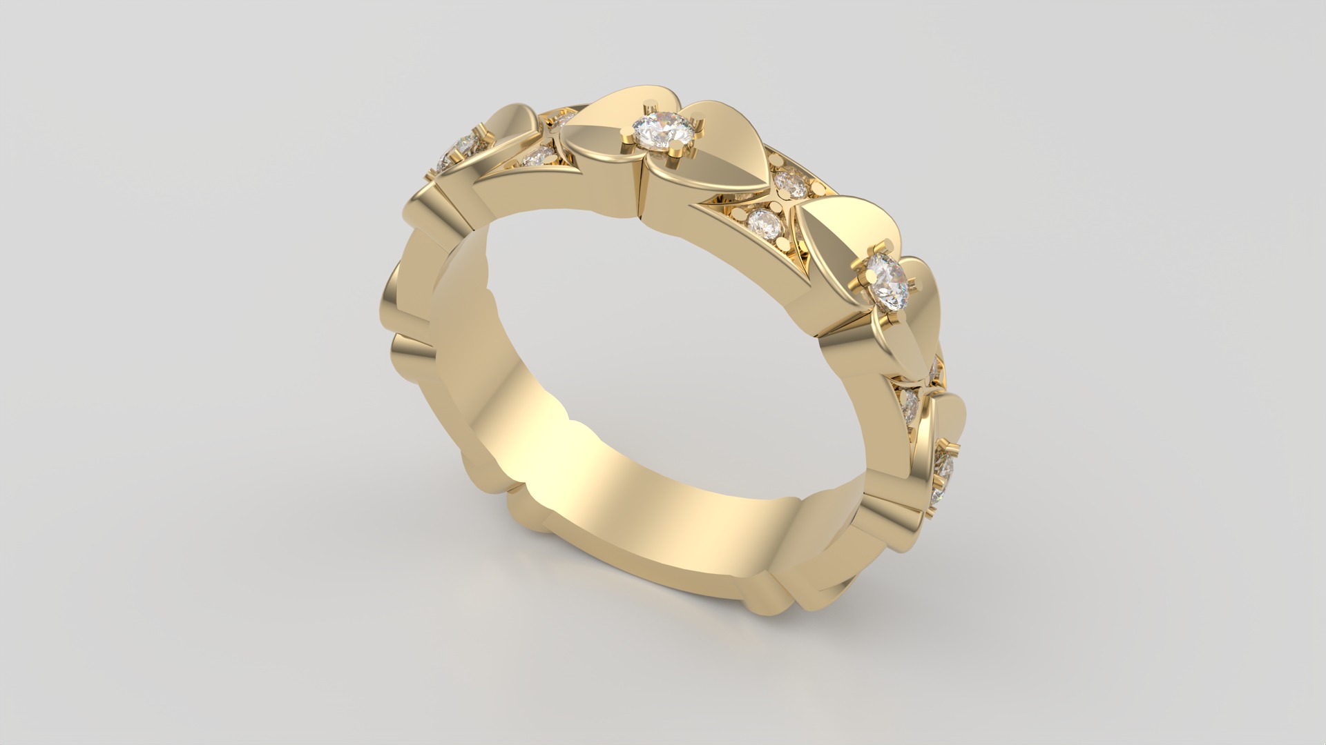 Elegant Heart Adorned Ring JDBCo 3D print model_15