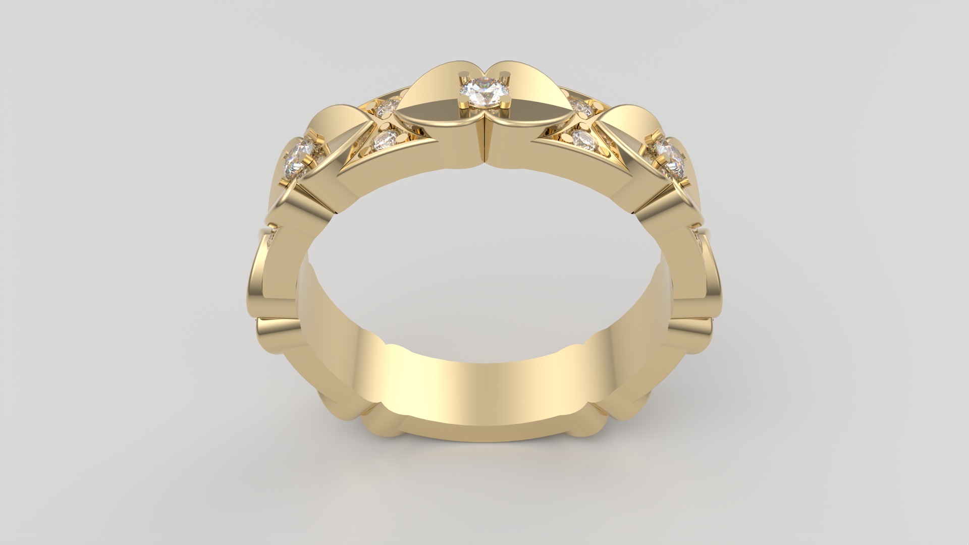 Elegant Heart Adorned Ring JDBCo 3D print model_16