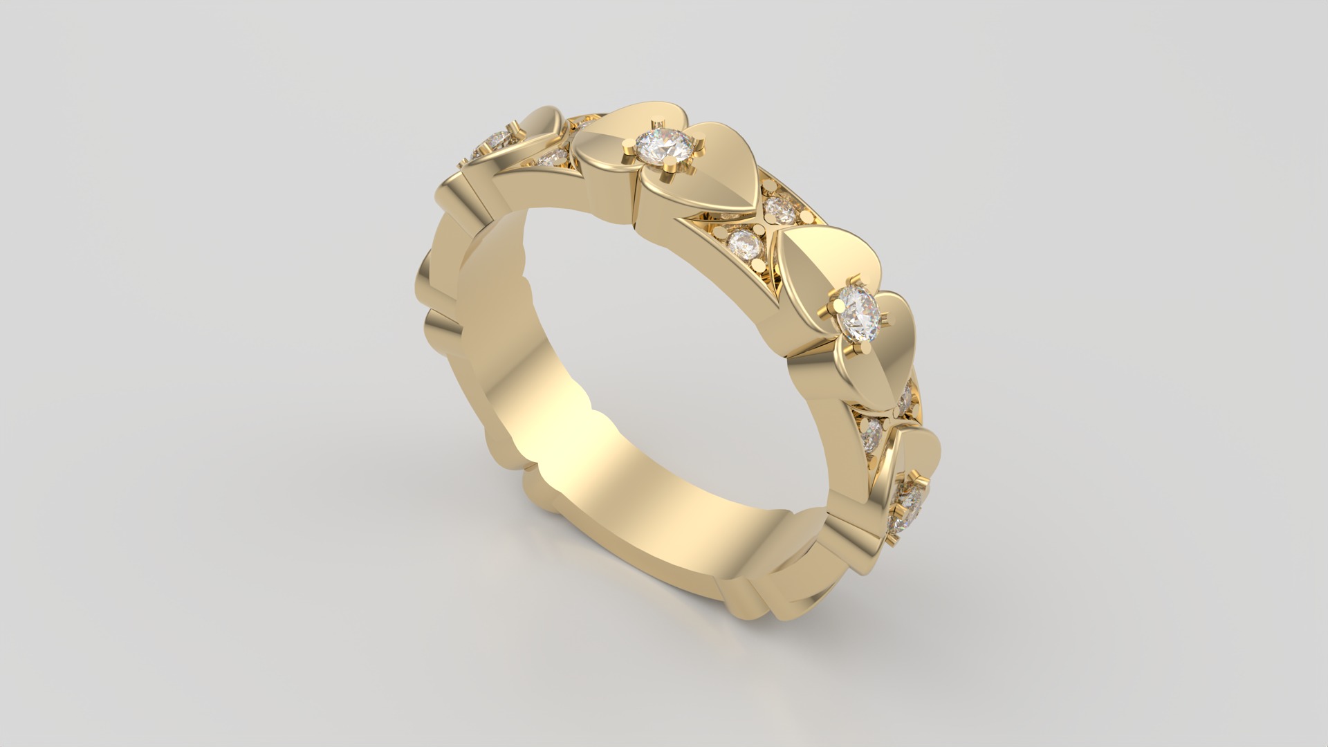 Elegant Heart Adorned Ring JDBCo 3D print model_29