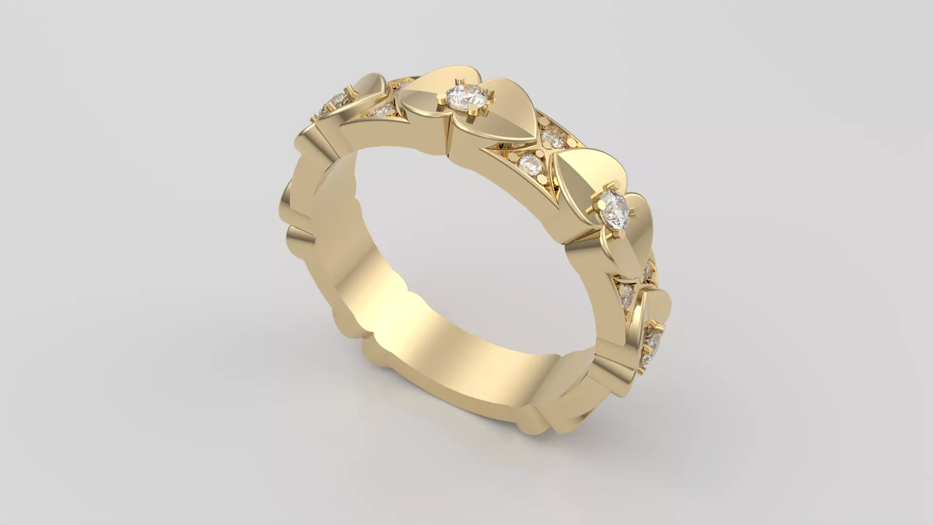 Elegant Heart Adorned Ring JDBCo 3D print model_0