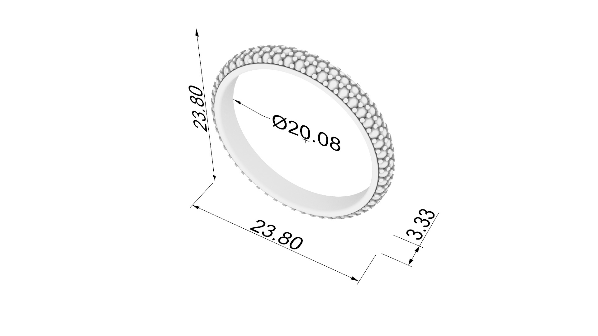 Triple Row Pave Eternity Ring JDBCo 3D print model_1