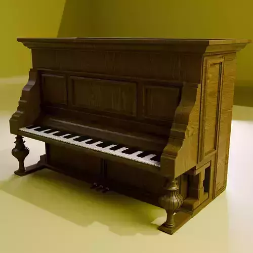 Piano Vertical Vintage en Bois 3D model