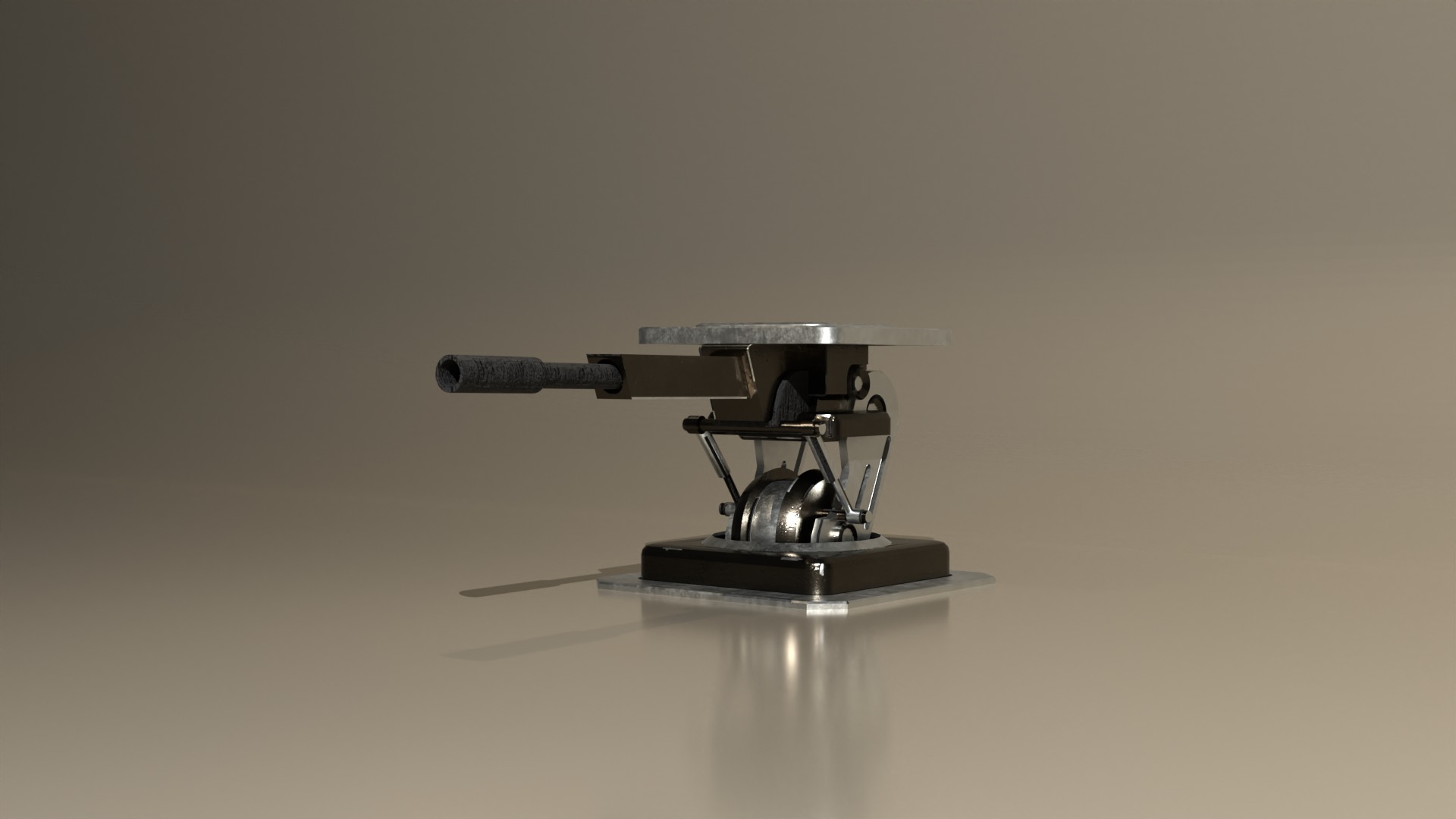 Sentry gun Low-poly 3D model_1