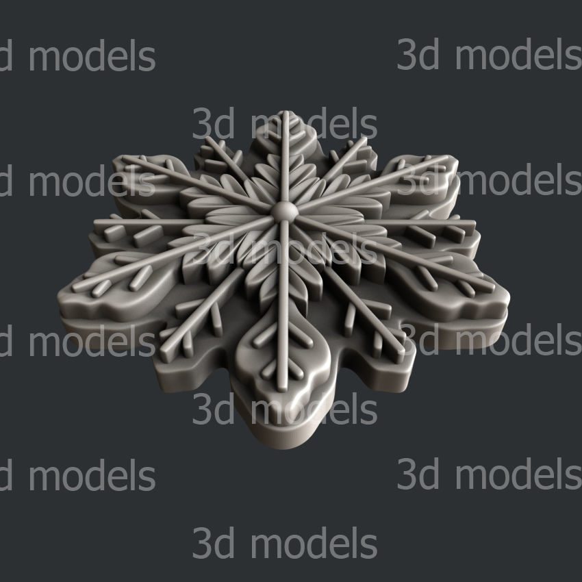 3d STL models for CNC router or 3dprinter snowflake P512 3D model_3