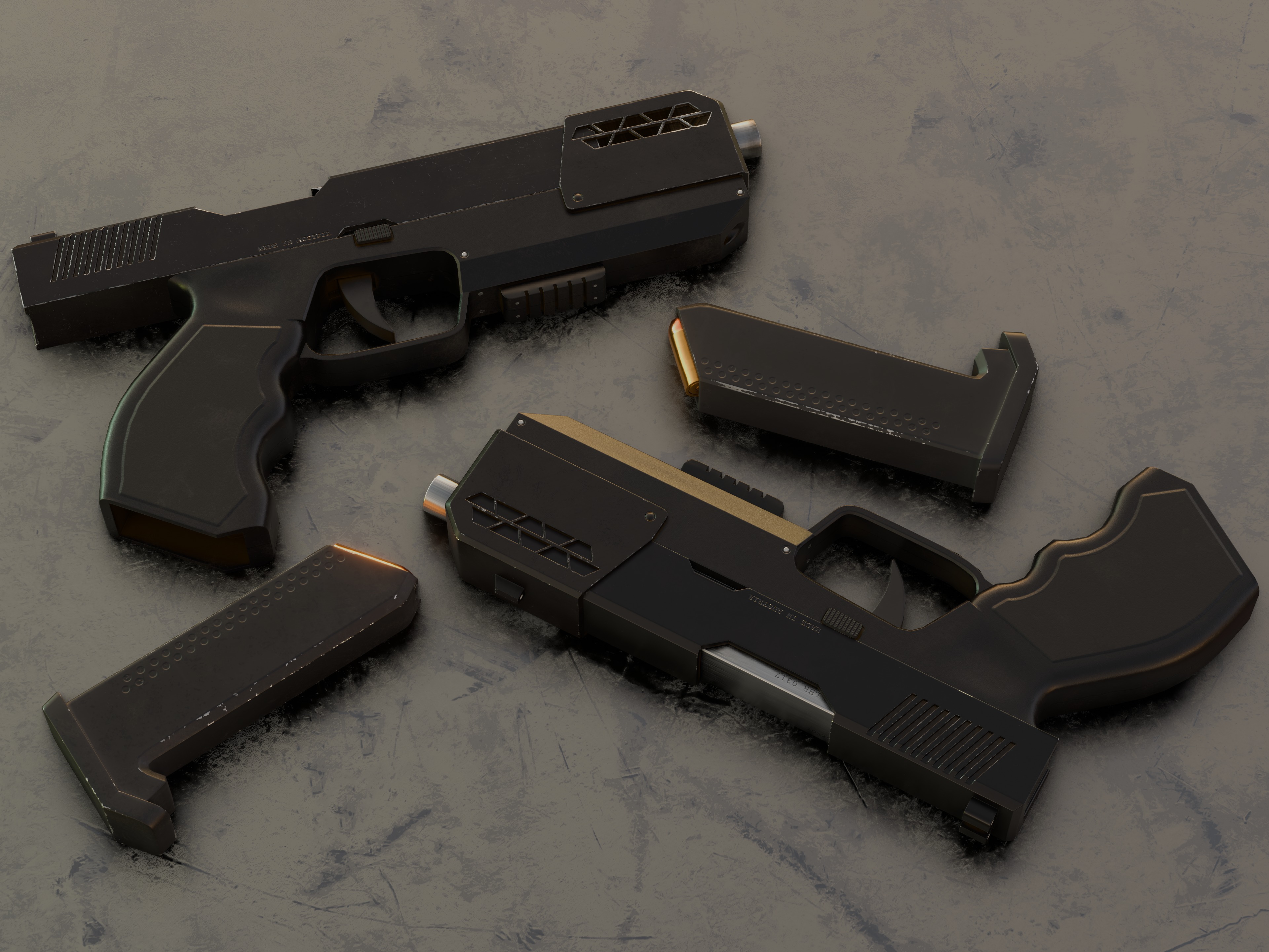 Modern Sci-fi Pistol Low-poly 3D model_14