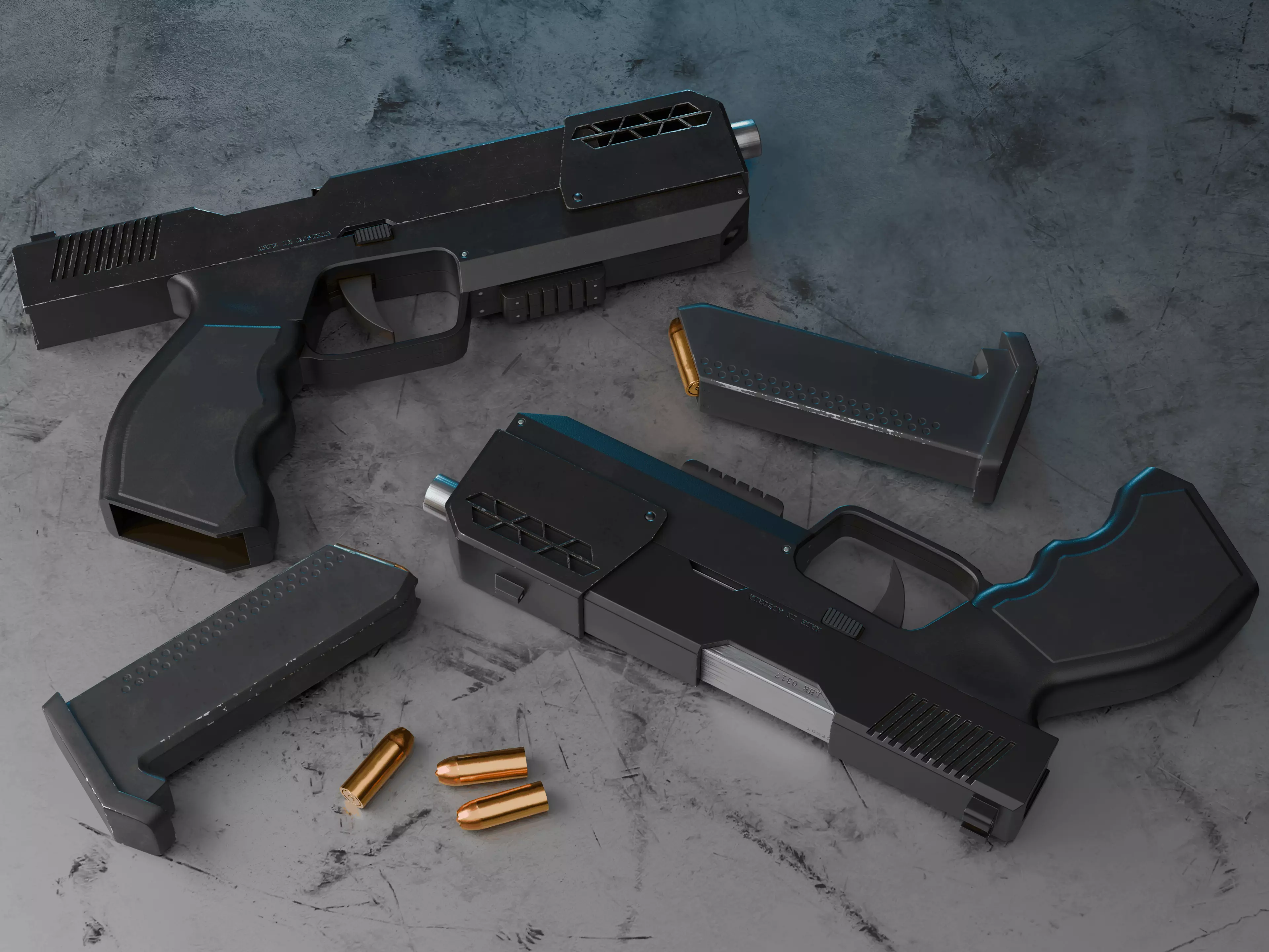 Modern Sci-fi Pistol Low-poly 3D model_0