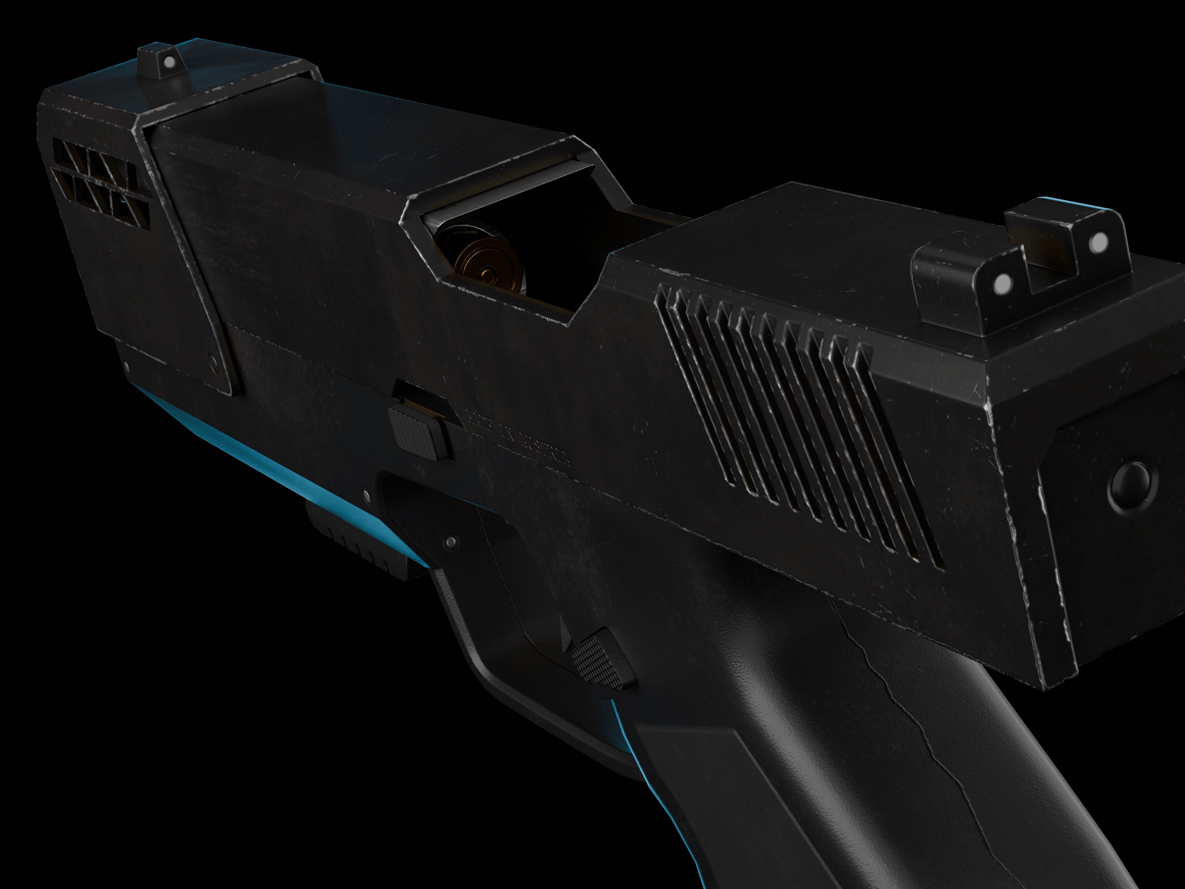 Modern Sci-fi Pistol Low-poly 3D model_2