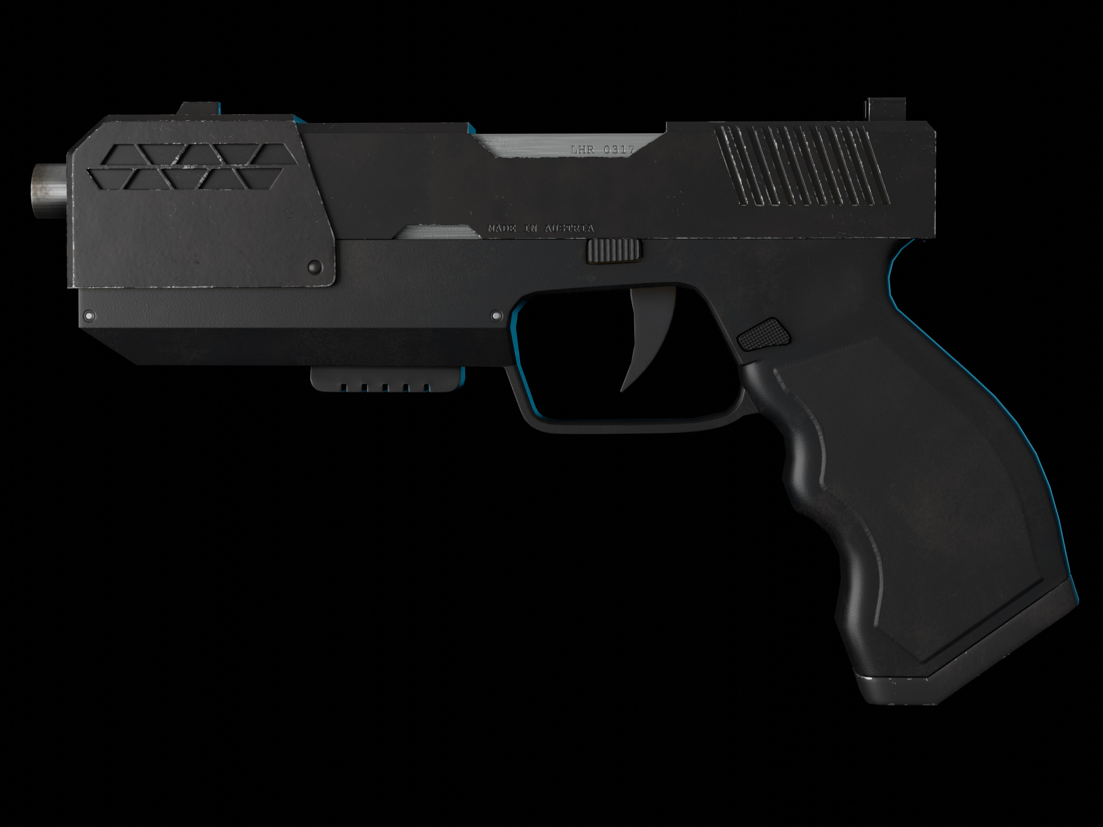 Modern Sci-fi Pistol Low-poly 3D model_6