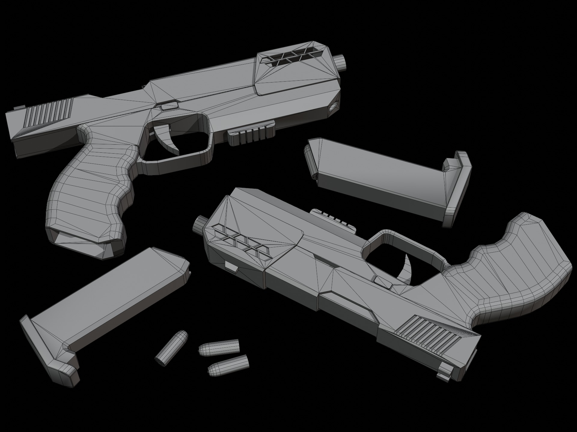 Modern Sci-fi Pistol Low-poly 3D model_8