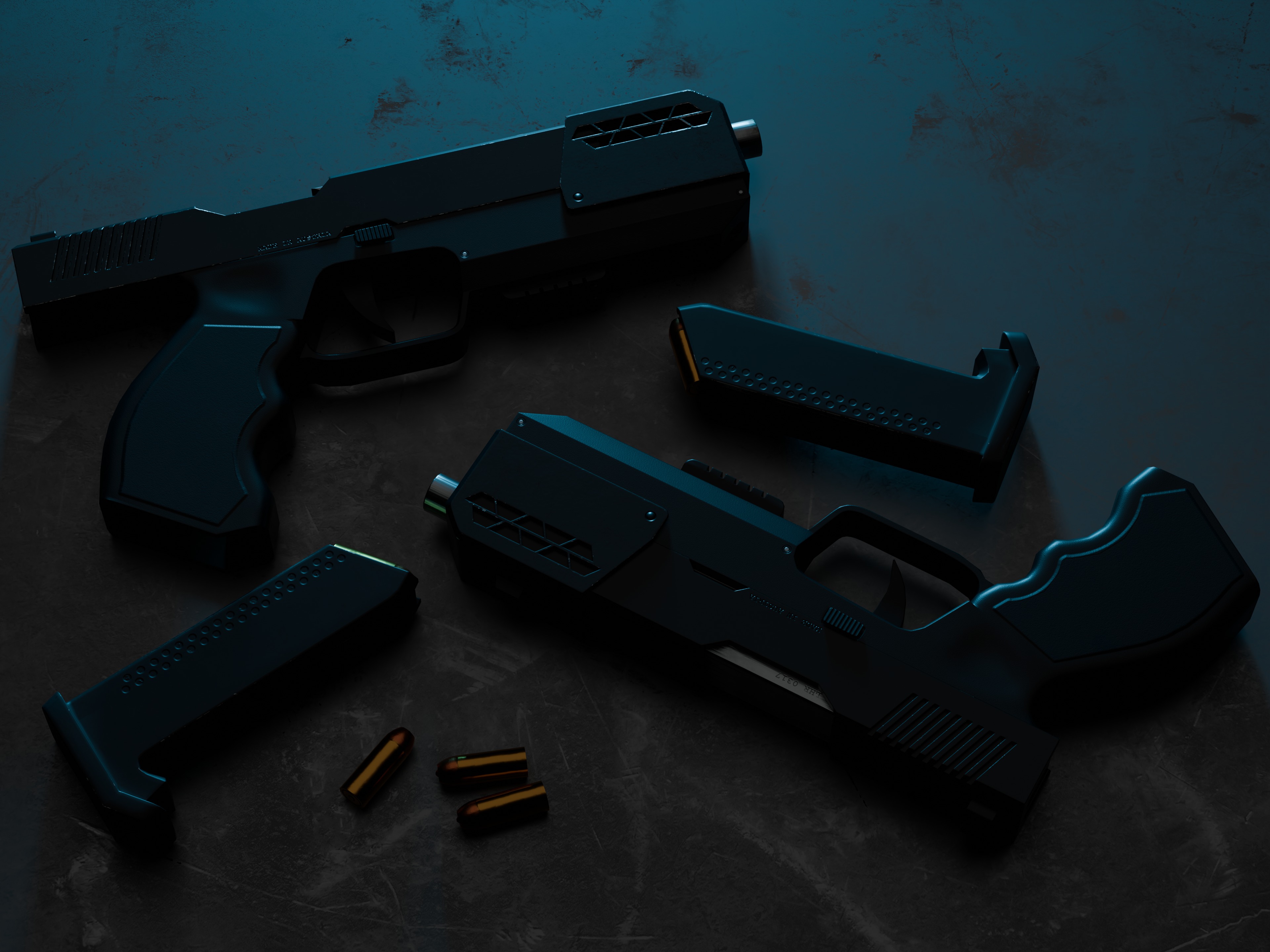 Modern Sci-fi Pistol Low-poly 3D model_15