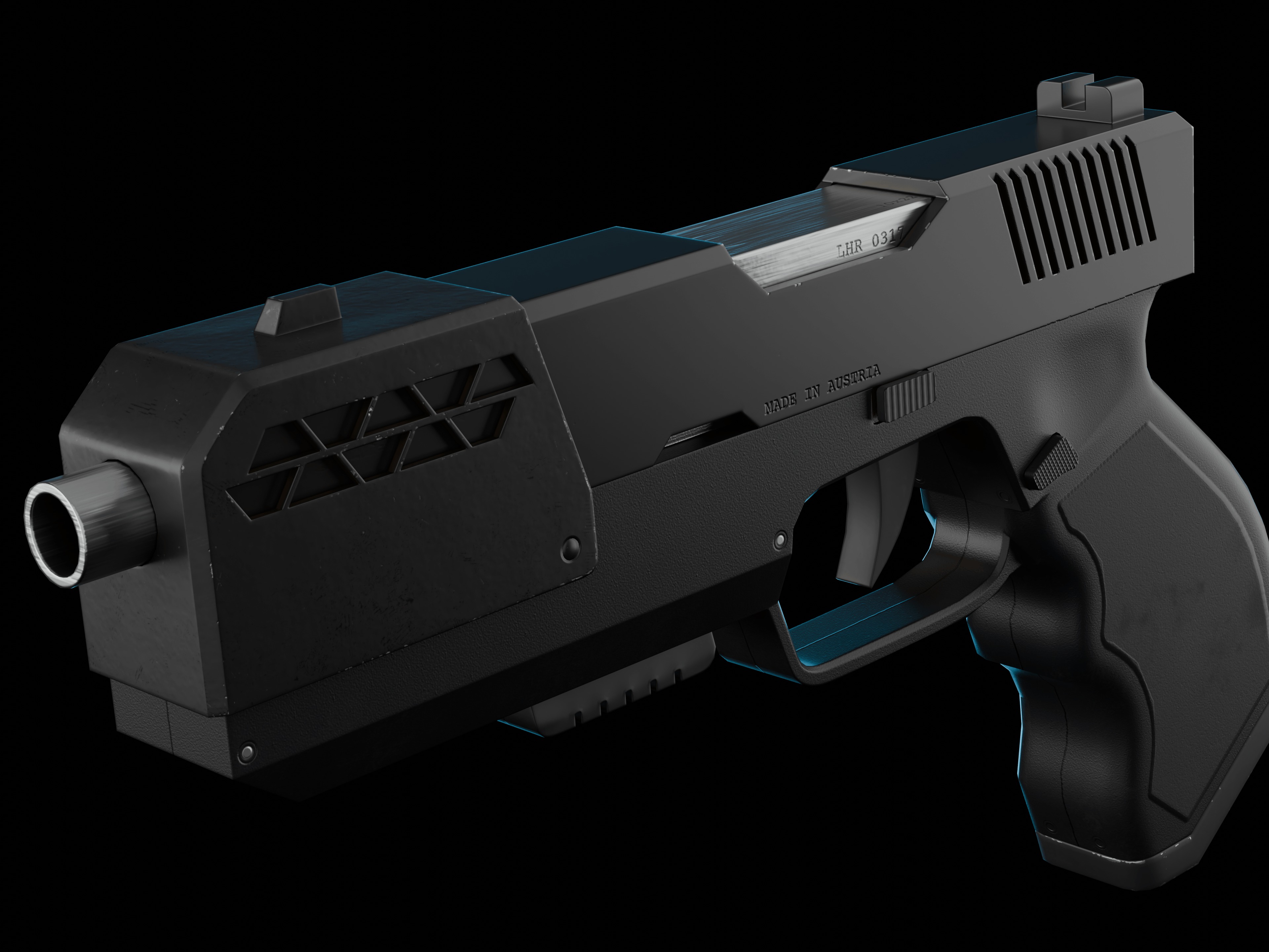 Modern Sci-fi Pistol Low-poly 3D model_3