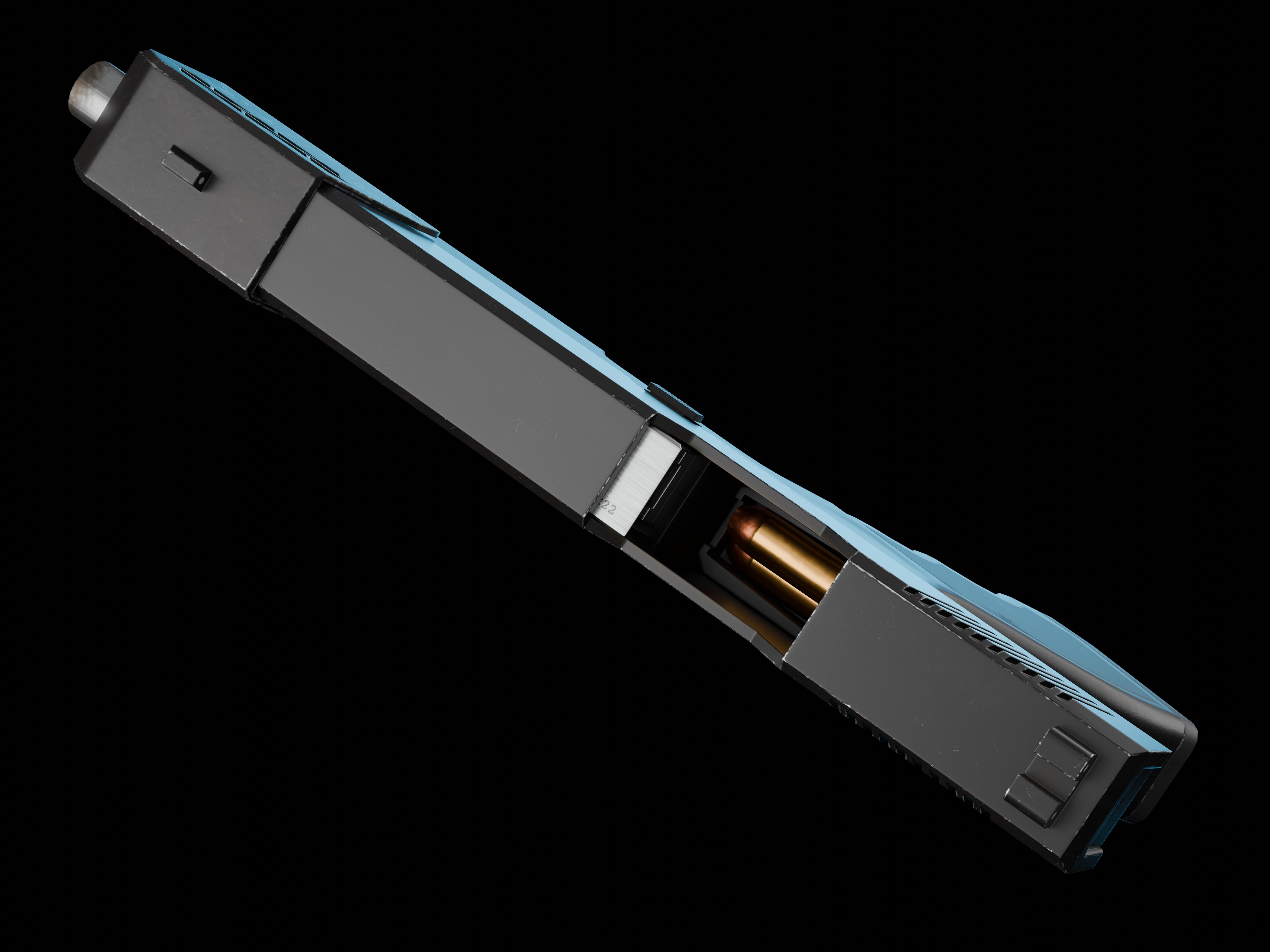 Modern Sci-fi Pistol Low-poly 3D model_7