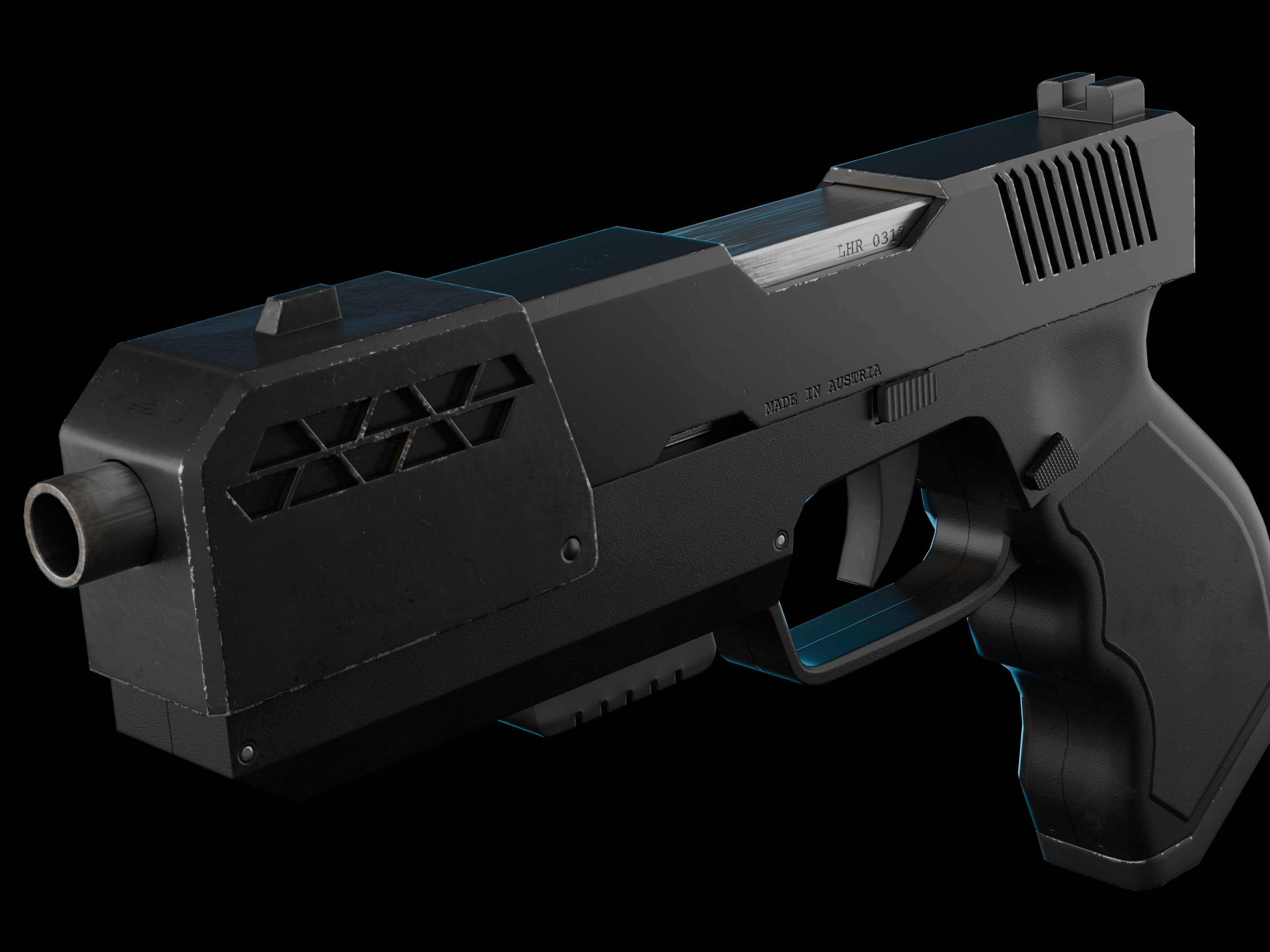 Modern Sci-fi Pistol Low-poly 3D model_4