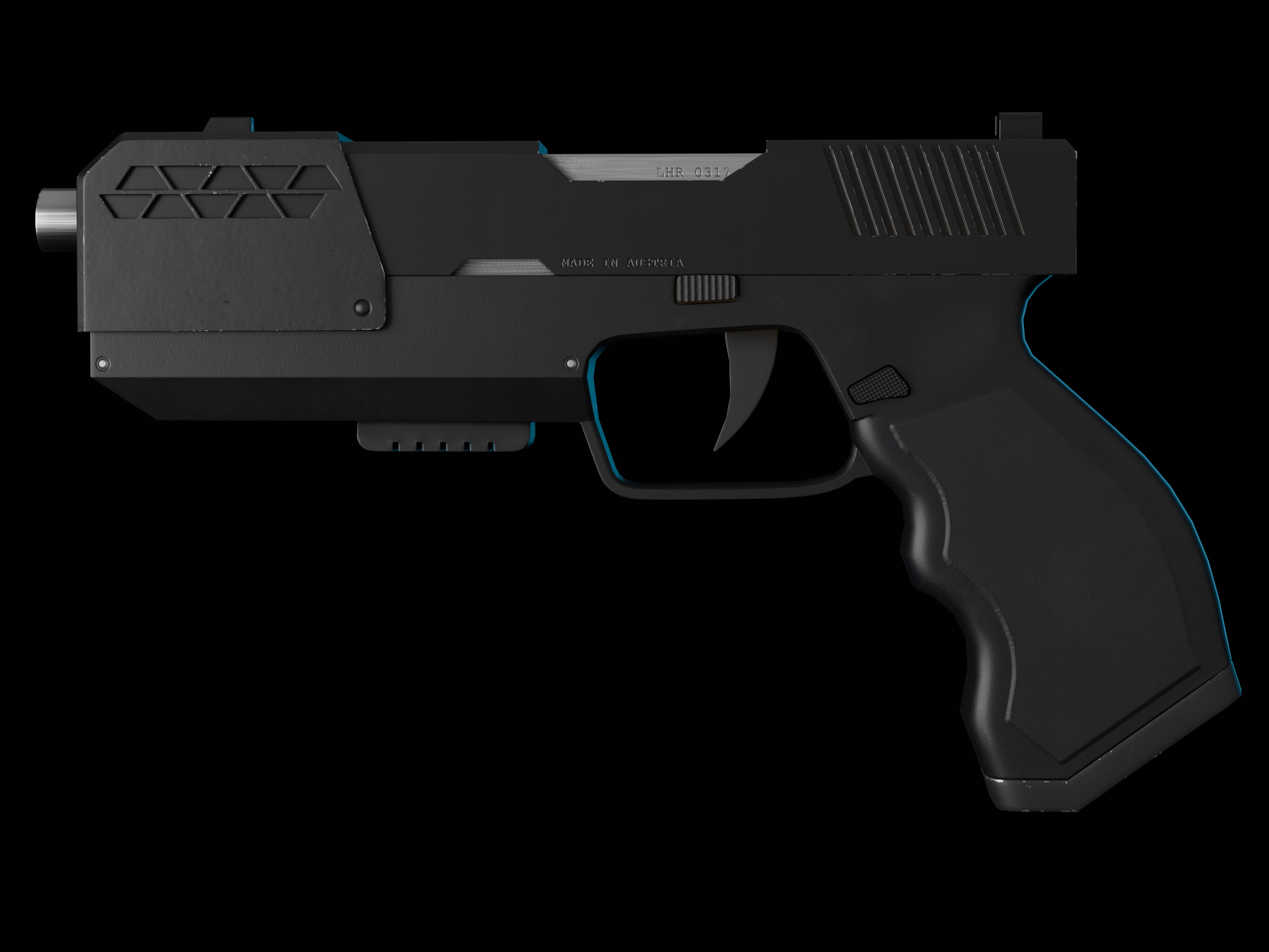 Modern Sci-fi Pistol Low-poly 3D model_5