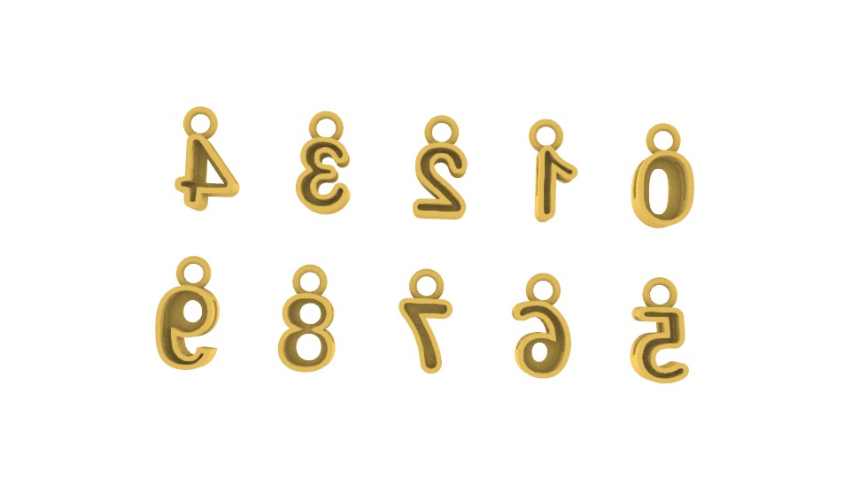 Numbers Charms Numeros lisos y con gemas 3D print model_8